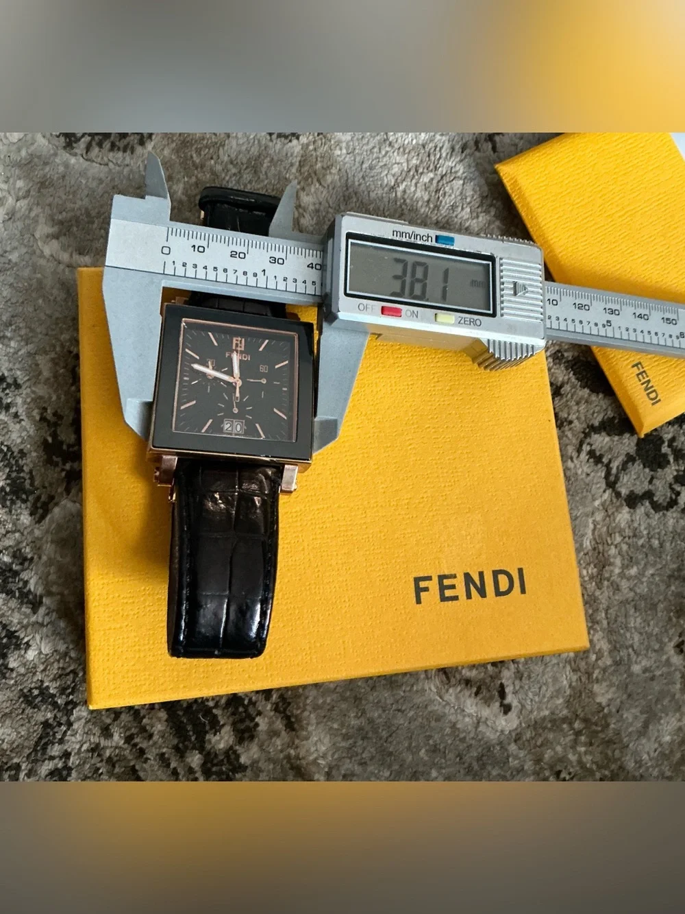 Authentic FENDI QUADRO CHRONOGRAPH DRESS watch w box and card 🔥🔥